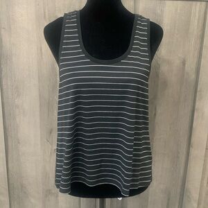 New BB Dakota Black & White Striped Split Back Tank Top Women's Size S With Tag